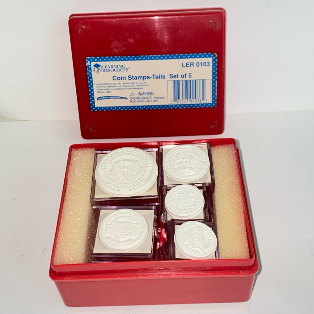 Learning Resources Coin Stamps Tails Set of 5 Brand New in Storage Case